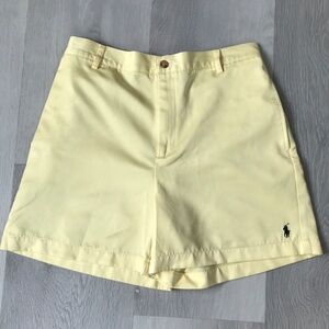 RALPH LAUREN SPORT TENNIS SHORTS PALE YELLOW PLEATED HIGH RISE 6